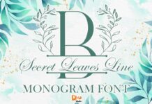 Secret Leaves Line Monogram Font Poster 1