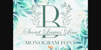 Secret Leaves Line Monogram Font Poster 1
