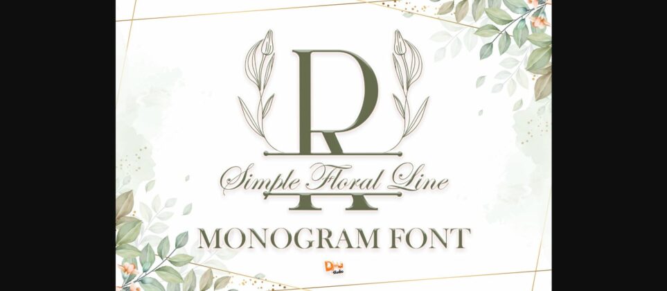 Simple Floral Line Monogram Font Poster 3