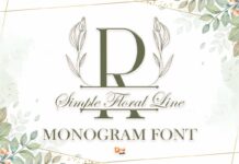 Simple Floral Line Monogram Font Poster 1