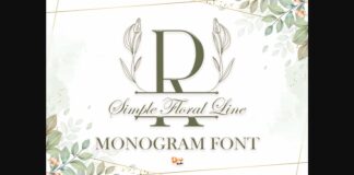 Simple Floral Line Monogram Font Poster 1