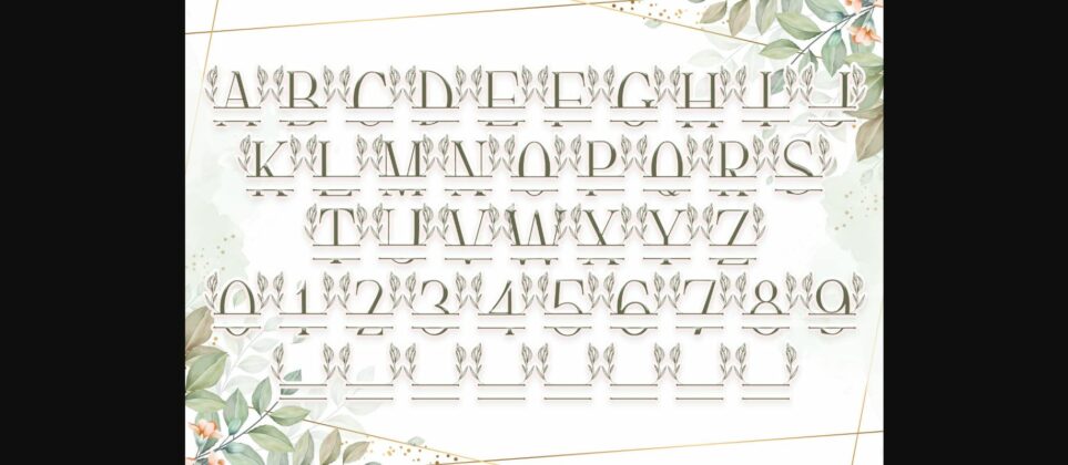 Simple Floral Line Monogram Font Poster 6