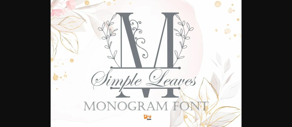 Simple Leaves Monogram Font Poster 3