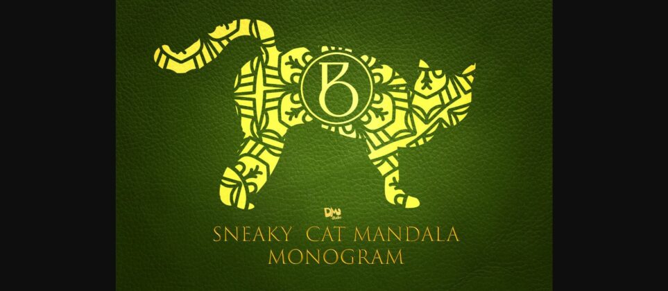 Sneaky Cat Mandala Monogram Font Poster 3