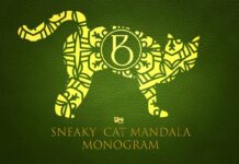 Sneaky Cat Mandala Monogram Font Poster 1