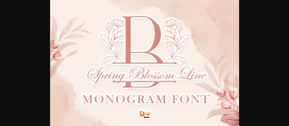 Spring Blossom Line Monogram Font Poster 3