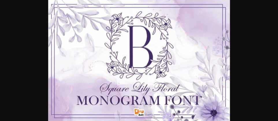 Square Lily Floral Monogram Font Poster 3