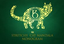 Stretchy Cat Mandala Monogram Font Poster 1