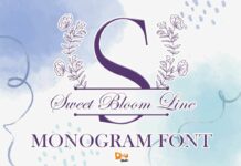 Sweet Bloom Line Monogram Font Poster 1
