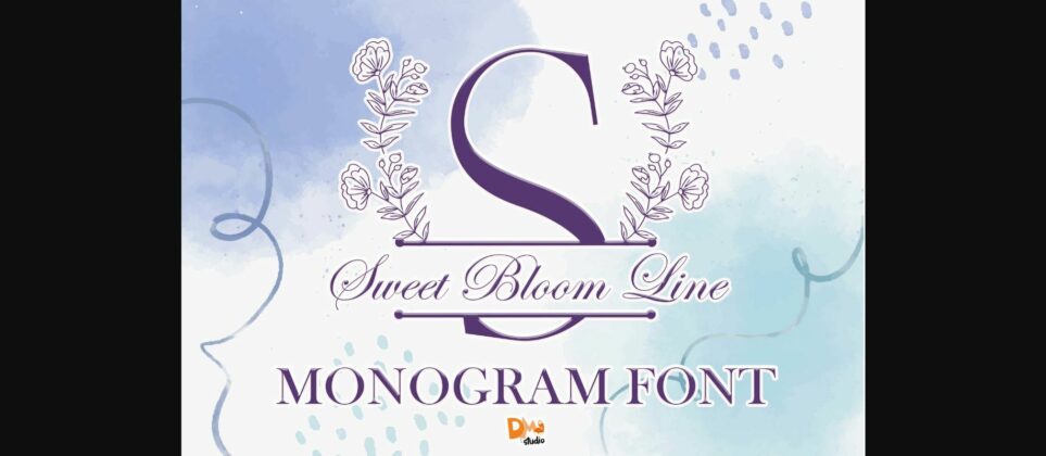 Sweet Bloom Line Monogram Font Poster 1