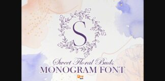 Sweet Floral Buds Monogram Font Poster 1