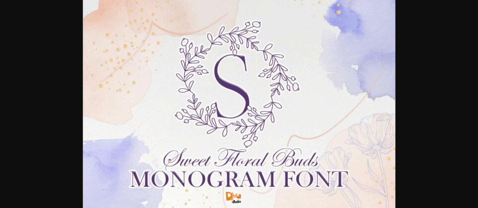 Sweet Floral Buds Monogram Font Poster 1