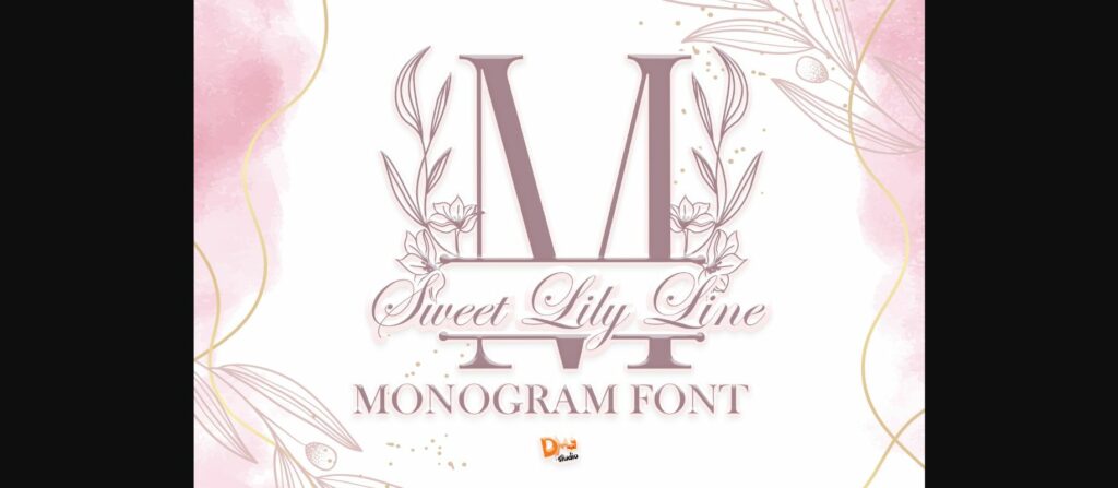 Sweet Lily Line Monogram Font Poster 1