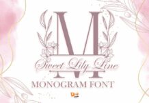 Sweet Lily Line Monogram Font Poster 1