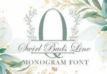 Swirl Buds Line Monogram Font Poster 1
