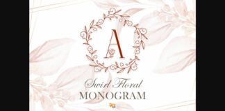 Swirl Floral Monogram Font Poster 1