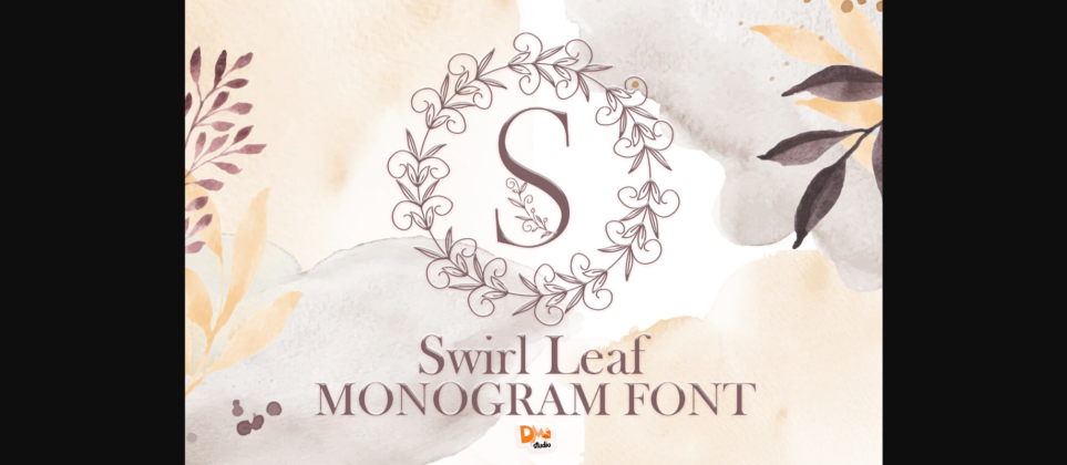 Swirl Leaf Monogram Font Poster 3