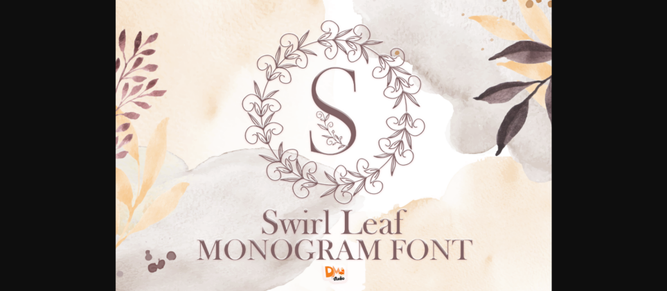 Swirl Leaf Monogram Font Poster 1