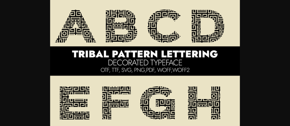 Tribal Pattern Lettering Font Poster 3
