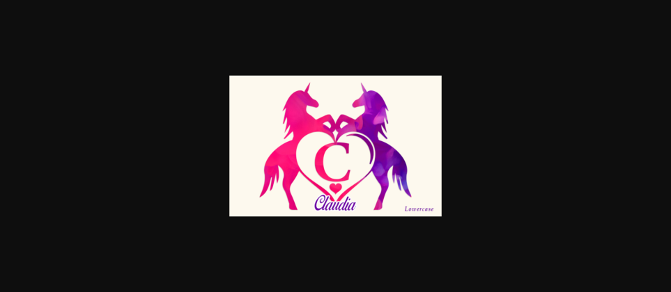 Twin Unicorns and Heart Monogram Font Font Poster 5