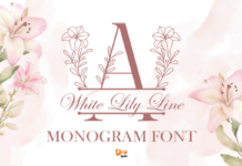 White Lily Line Monogram Font Poster 1