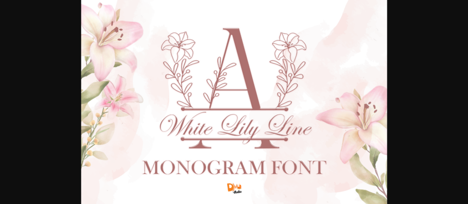 White Lily Line Monogram Font Poster 1