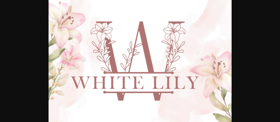 White Lily Line Monogram Font Poster 4