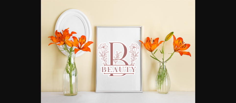 White Lily Line Monogram Font Poster 5