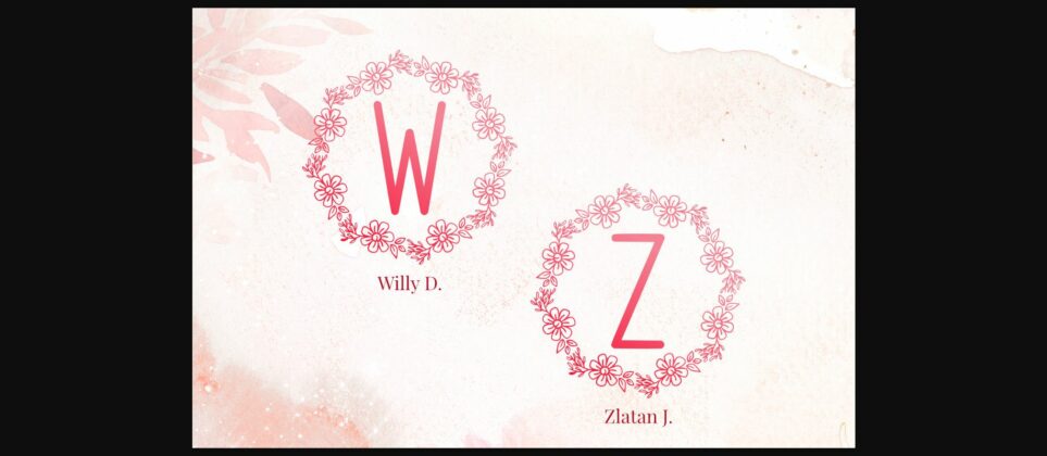 Wreath Flowers Monogram Font Poster 4