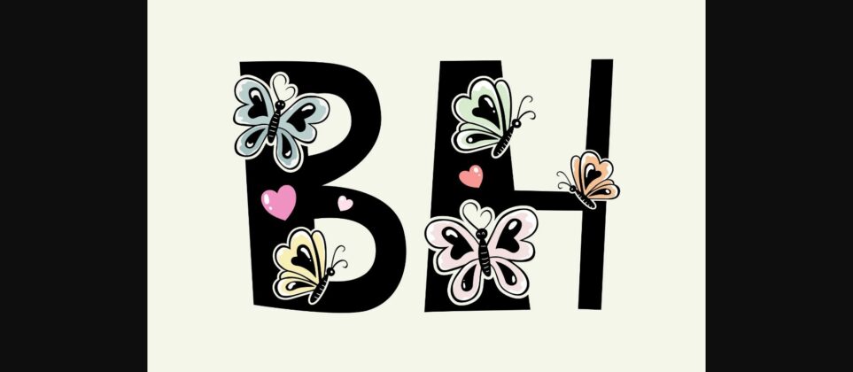 Butterfly Heart Font Poster 4