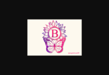 Butterfly Sunflower Monogram Font Poster 1