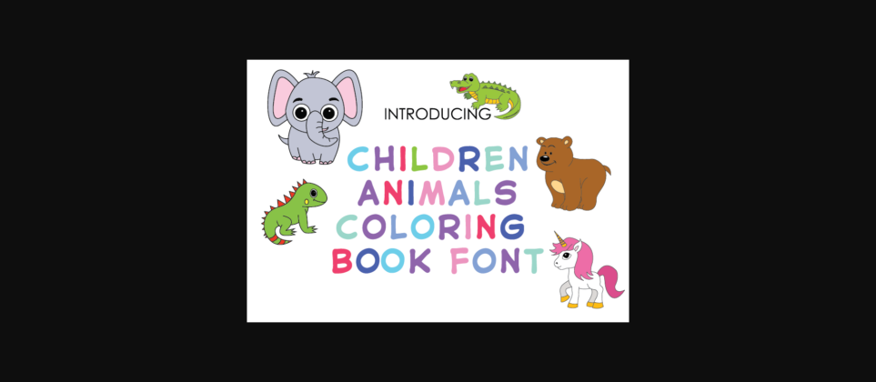 Children Animals Coloring Book Font Poster 3