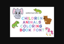 Children Animals Coloring Book Font Poster 1