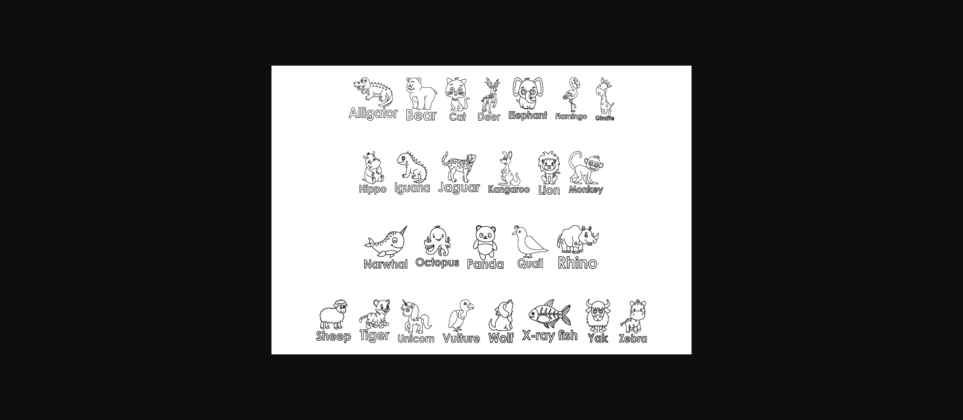 Children Animals Coloring Book Font Poster 5