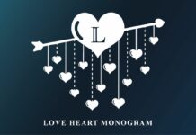 Love Heart Monogram Font Poster 1