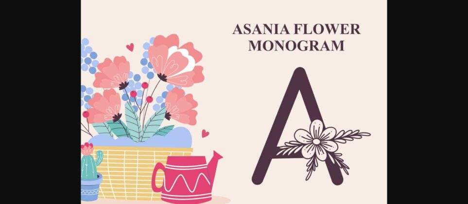 Monogram Asania Flower Font Poster 1