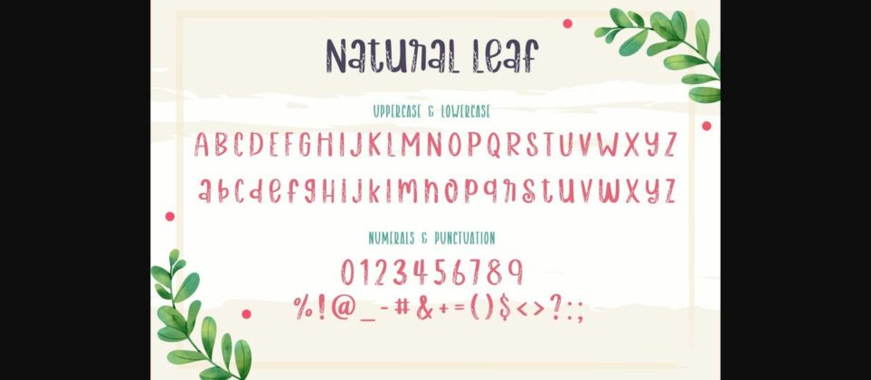 Natural Leaf Font Poster 9