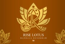 Rise Lotus Mandala Monogram Font Poster 1