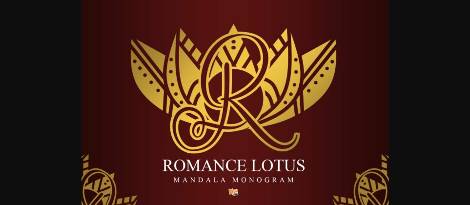 Romance Lotus Mandala Monogram Font Poster 3