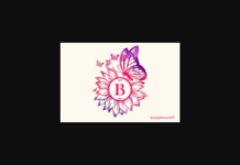 Sunflower Butterfly Monogram Font Poster 1