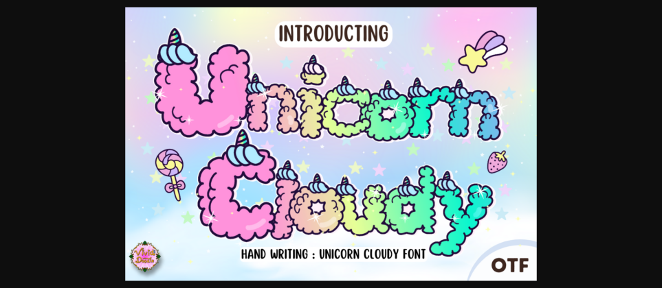 Unicorn Cloudy Font Poster 3