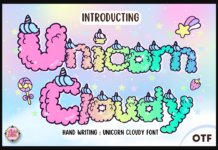 Unicorn Cloudy Font Poster 1