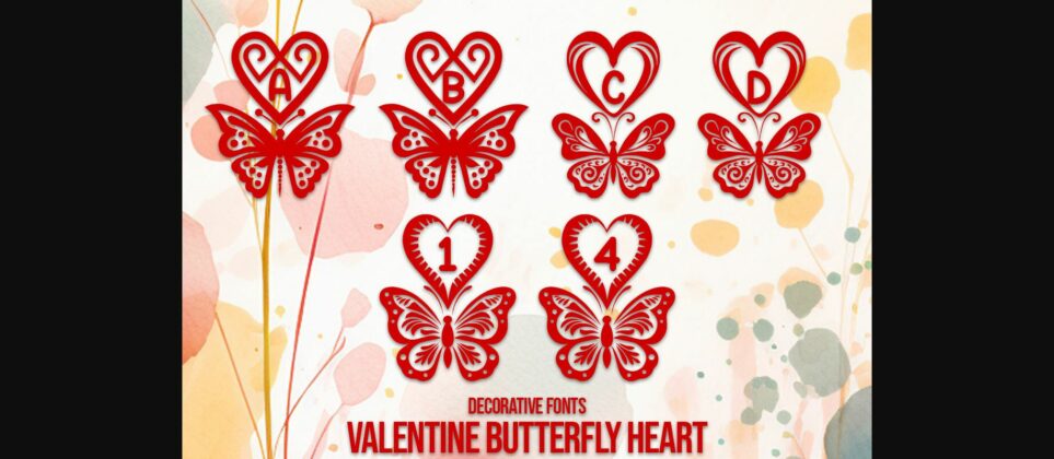 Valentine Butterfly Heart Font Poster 3