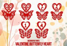 Valentine Butterfly Heart Font Poster 1