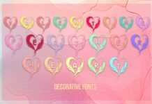 Valentine Feather Heart Font Poster 1