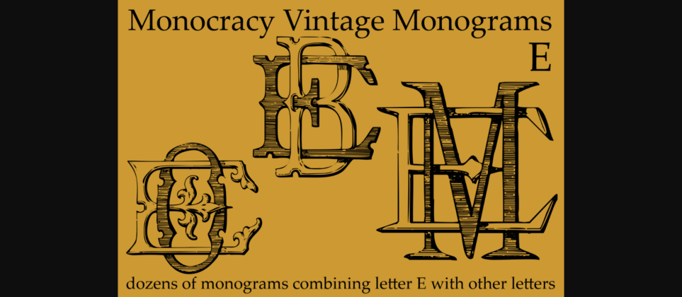 Vintage Monograms E Font Poster 4