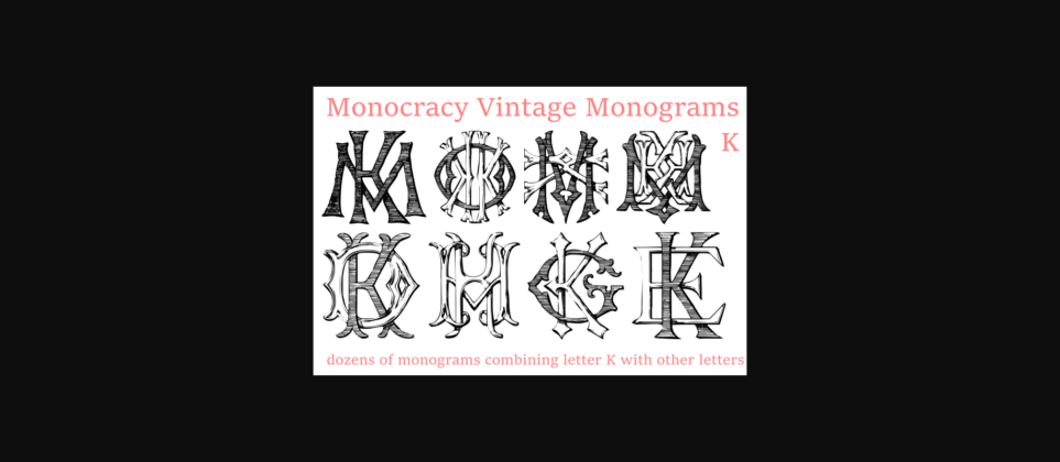Vintage Monograms K Font Poster 3