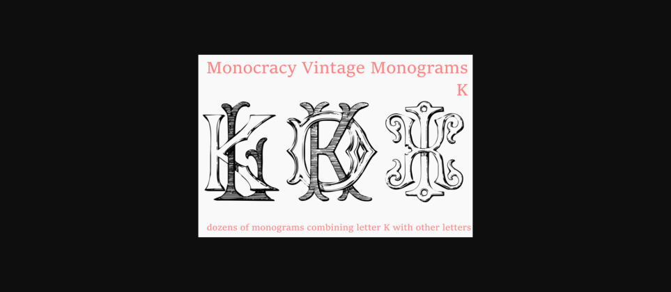 Vintage Monograms K Font Poster 4