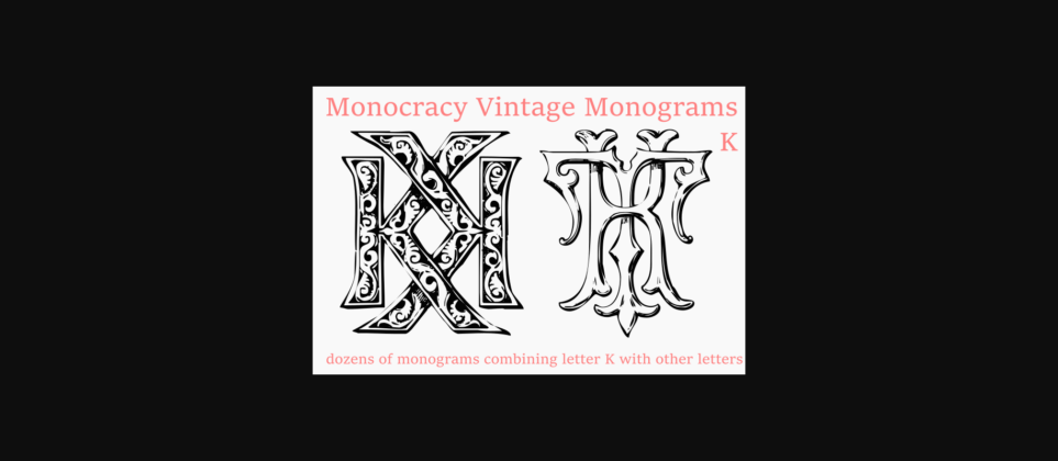 Vintage Monograms K Font Poster 6
