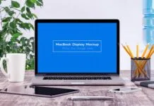 5 Workplace MacBook Display Mockups 5 Workplace MacBook Display Mockups Poster 1